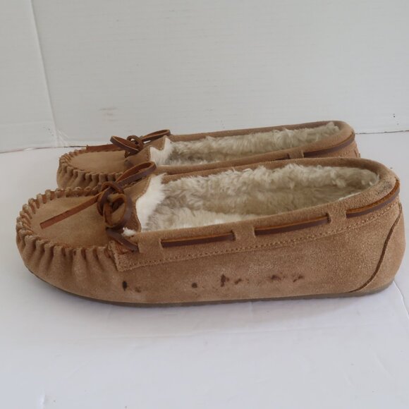 (flaw) Minnetonka Cally Moccasin Slipper Size 7 Color Cinnamon - Picture 11 of 13